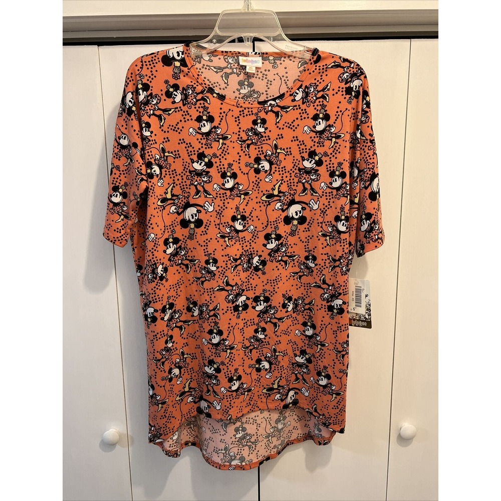 NEW Lularoe Womens Irma Tunic Shirt Disney Mickey/Minnieβ Mouse VTG Orange XS